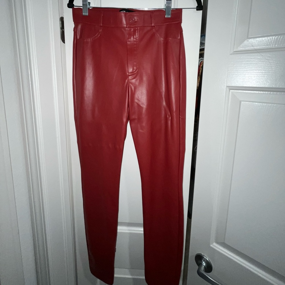 Zara Faux Red Leather Trouser